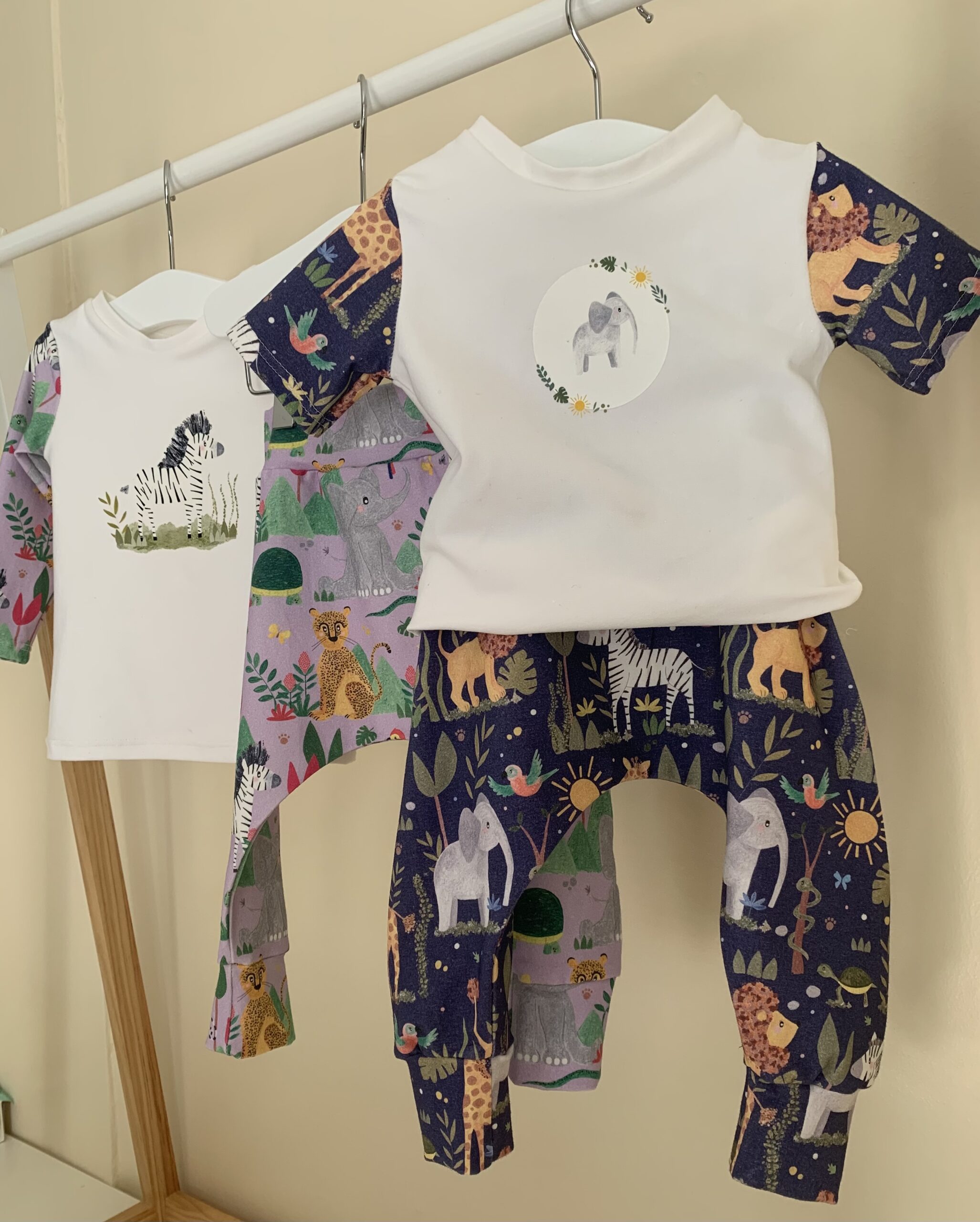 Colourful jungle themed baby outfits from Rabbit and Hare