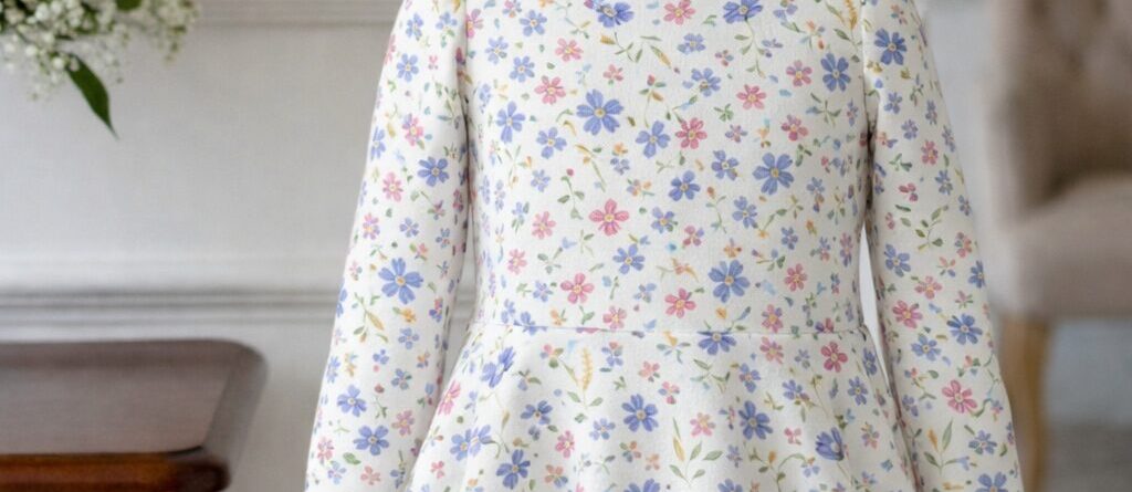 Organic cotton poppy floral baby dress detail shot